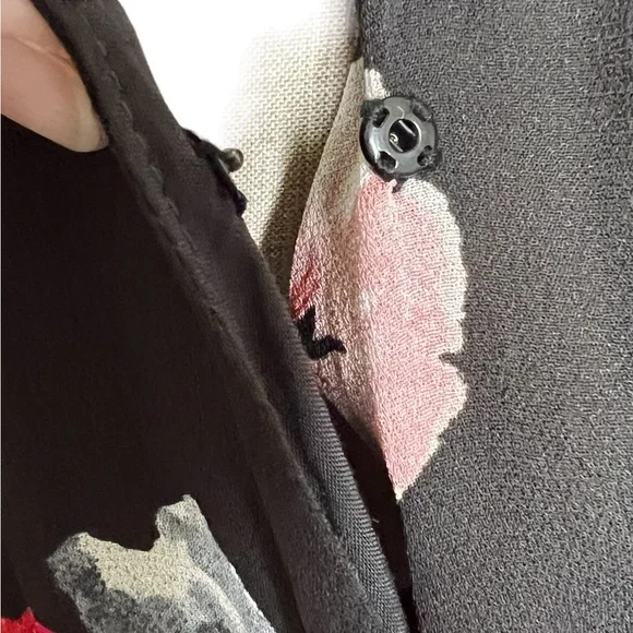 NWT Witchery Womens Dress Black Size 12 V-Neck Sheer Sleeves Maxi Red Flower - Picture 14 of 16